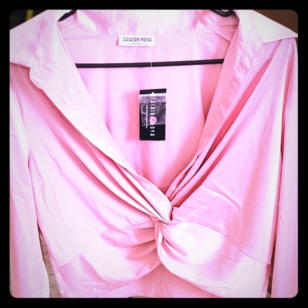 Fashion Nova Pink satin twist top